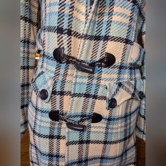 Blue plaid wool winter coat. Etam Weekend girl - Picture 3 of 8